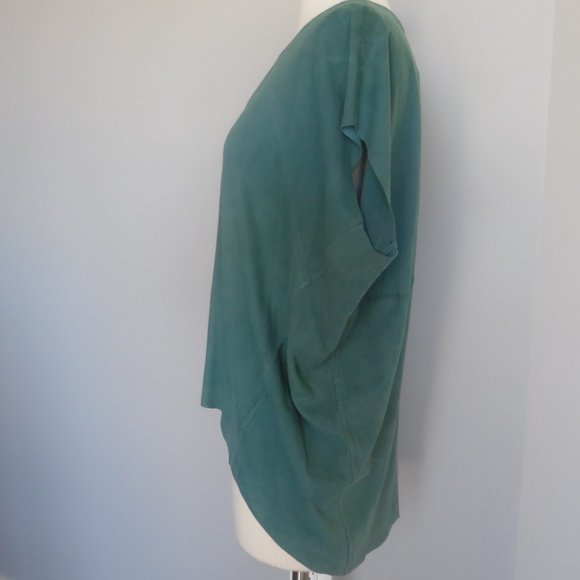 Muubaa Hi-Low Sinatra Drape Suede Turquoise Teal Top Relaxed Blouse 4 Small - Picture 5 of 11